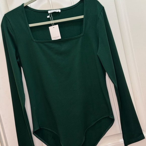 NWT MANGOPOP Women’s Sweetheart Square Neck Bodysuit Long Sleeve - Picture 6 of 6